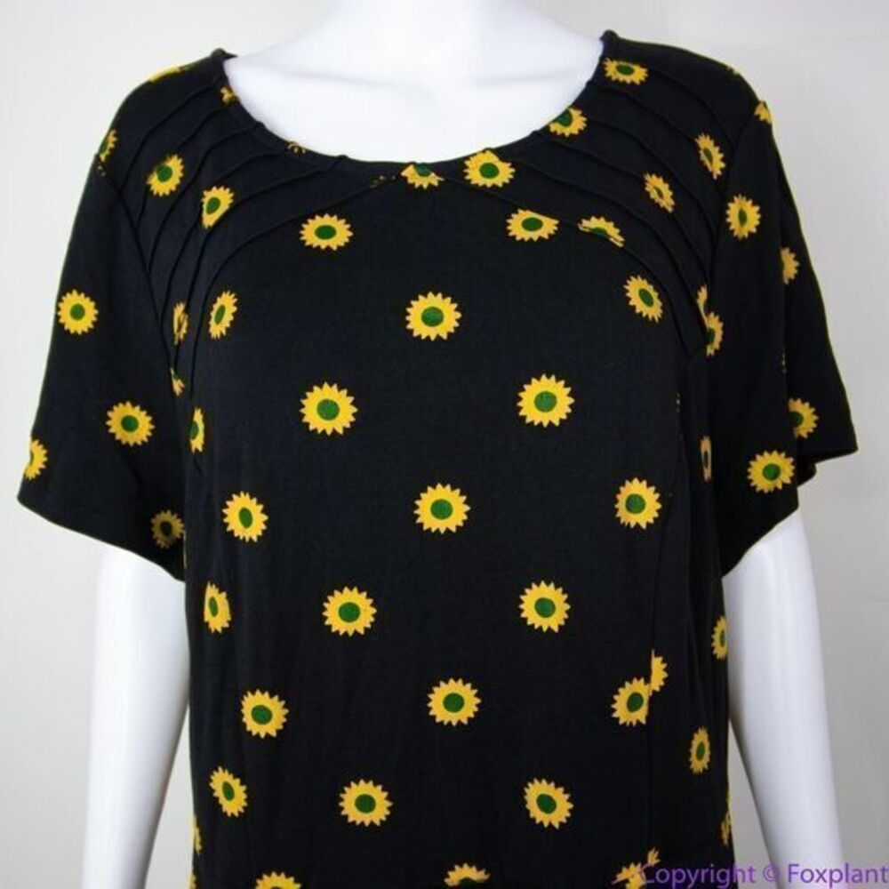 Unique Vintage X GB Gwynnie Bee Sunflower Black Dress, L - Picture 6 of 16